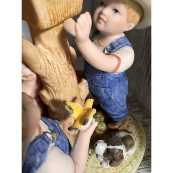 Home Interiors Denim Days 1985 #8888 Boy, Girl, Dog, Birds, Bird House summer - Picture 13 of 16